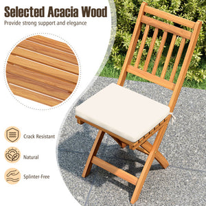 Patio Folding Chairs Set of 2 with Soft Seat Cushion-B