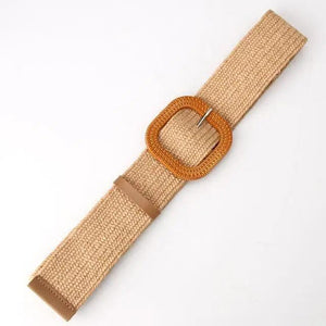 Charming Women Waist Belt Classic Round Wooden Buckle Casual Design Dress Women Buckle Waist Dress Band