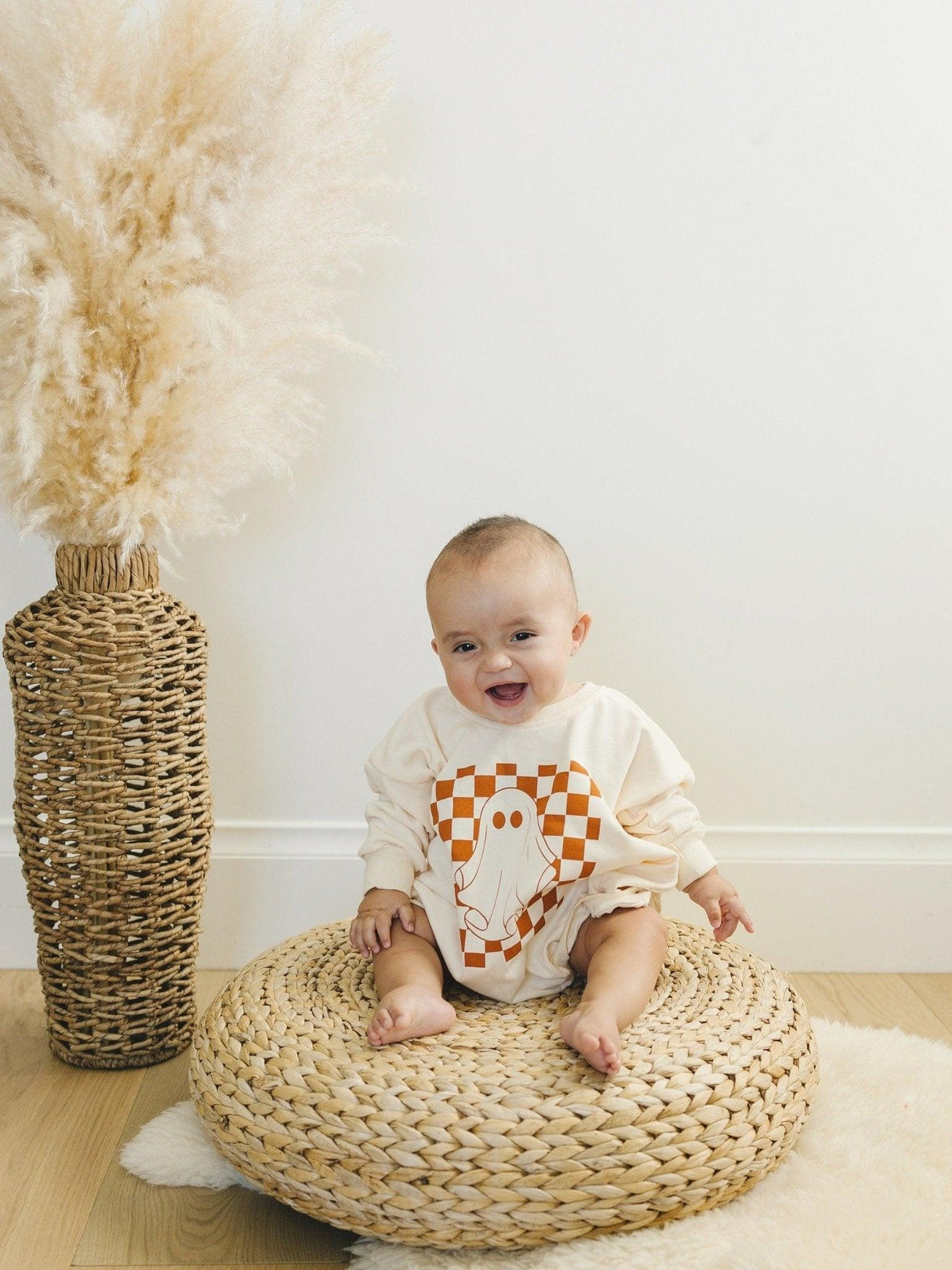 Checkered Ghost Sweatshirt Romper - more colors