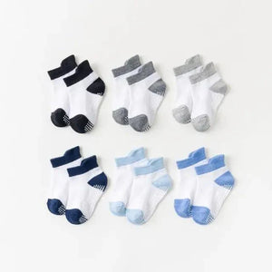 Children Cotton  6 Pairs/Set Anti-slip Socks For Boys Girl Rubber Kid Floor Sock With Grips For 0 To 6 Years Kids