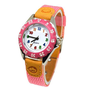 Children Cute Boys Girls Quartz Watch Kids Childrens Fabric Strap Student Time Clock Wristwatch Gifts Colorful Number Dial Time Teach Watches PU Band Analog Quartz Children Sport Outdoor Boys Kids Wrist Watches