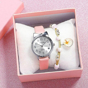 Children Quartz Watch Fashion Student Watch Analog Watch Leather Strap Quartz Watch Children Set Bracelet Watch Leather Band Luxury Quartz Watches Elegant Design For Womens
