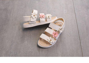 Children's Shoes Summer Style Sandals Girls Princess Beautiful Flower Shoes Kids Flat Sandals Baby Girl Girls Strappy Sandals With Flowers Open-Toe Dress Sandals Beautiful Outdoor Party Sandals
