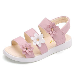 Children's Shoes Summer Style Sandals Girls Princess Beautiful Flower Shoes Kids Flat Sandals Baby Girl Girls Strappy Sandals With Flowers Open-Toe Dress Sandals Beautiful Outdoor Party Sandals