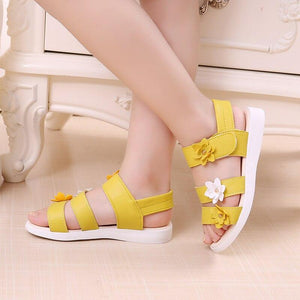 Children's Shoes Summer Style Sandals Girls Princess Beautiful Flower Shoes Kids Flat Sandals Baby Girl Girls Strappy Sandals With Flowers Open-Toe Dress Sandals Beautiful Outdoor Party Sandals
