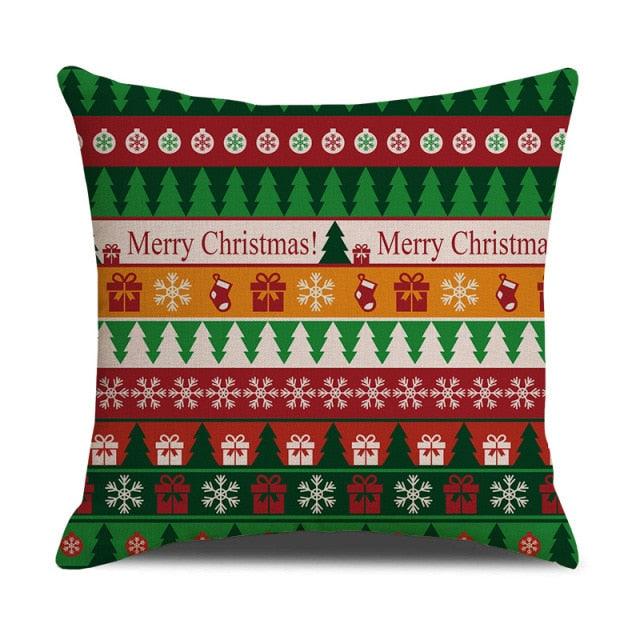 Christmas Green Stripe Pattern Cotton Linen Throw Pillow Christmas Stripe Pillow Cases Christmas Green Decorative Cushion Cover Cotton Linen Pillowcase Indoor Sofa Decorations Home Sofa Decorative Pillowcase 45X45CM