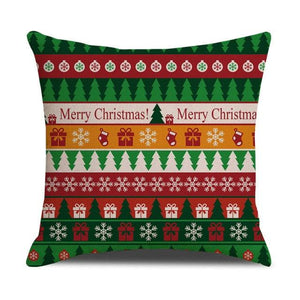 Christmas Green Stripe Pattern Cotton Linen Throw Pillow Christmas Stripe Pillow Cases Christmas Green Decorative Cushion Cover Cotton Linen Pillowcase Indoor Sofa Decorations Home Sofa Decorative Pillowcase 45X45CM