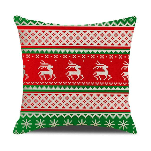 Christmas Green Stripe Pattern Cotton Linen Throw Pillow Christmas Stripe Pillow Cases Christmas Green Decorative Cushion Cover Cotton Linen Pillowcase Indoor Sofa Decorations Home Sofa Decorative Pillowcase 45X45CM