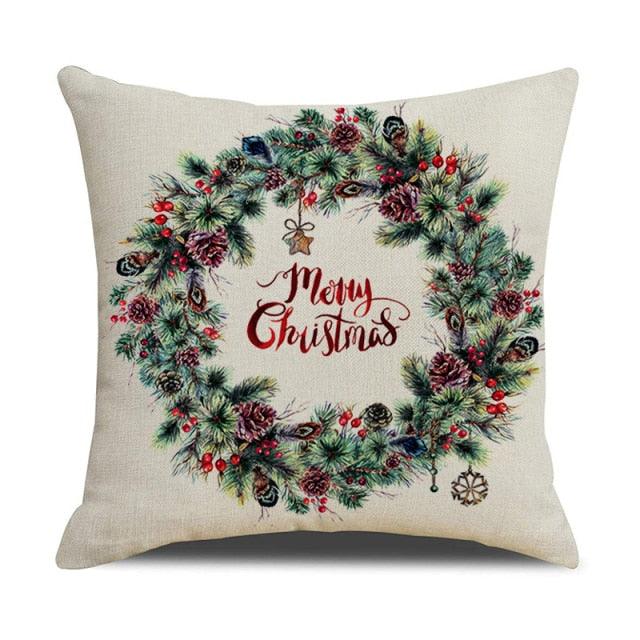 Christmas Green Stripe Pattern Cotton Linen Throw Pillow Christmas Stripe Pillow Cases Christmas Green Decorative Cushion Cover Cotton Linen Pillowcase Indoor Sofa Decorations Home Sofa Decorative Pillowcase 45X45CM