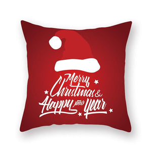 Christmas Xmas Red Pillow Case Tree Decoration Xmas Series Cushion Cover Case Pillow Zippered Square Pillowcase Santa Claus Cushion Cover Christmas Decorations For Home Snowman 45x45CM