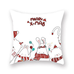 Christmas Xmas Red Pillow Case Tree Decoration Xmas Series Cushion Cover Case Pillow Zippered Square Pillowcase Santa Claus Cushion Cover Christmas Decorations For Home Snowman 45x45CM