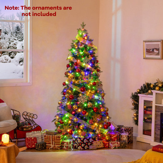 6/7.5 Feet Pre-Lit Artificial Christmas Tree with 11 Modes and Metal Stand-6 ft