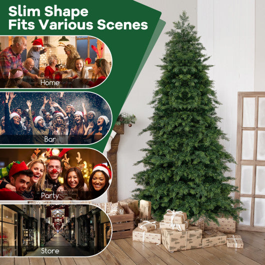 6/7.5 Feet Pre-Lit Artificial Christmas Tree with 11 Modes and Metal Stand-6 ft