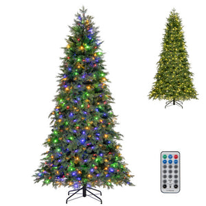 6/7.5 Feet Pre-Lit Artificial Christmas Tree with 11 Modes and Metal Stand-7.5ft
