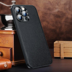 Classic Leather Case Compatible with iPhone Slim Leather Protective Case Midnight Green Luxury Genuine Leather Cover For iPhone 14 Pro 13 12 11 Pro Max X XS XR 7 8 Plus Case Vintage Leather Business Men Iphone Case