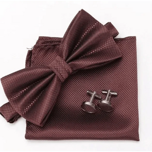 Classic Men Bowtie  Cufflinks Set Casual Men's Fashionable Style Solid Color Bowties Elegant Accessories