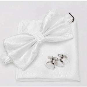 Classic Men Bowtie  Cufflinks Set Casual Men's Fashionable Style Solid Color Bowties Elegant Accessories