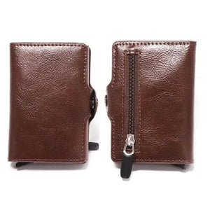 Classic Multifunction Automatic Aluminum Alloy Leather Credit Card Holder Retro New Pop-Up Card Ejector Business Wallets For Men