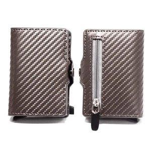 Classic Multifunction Automatic Aluminum Alloy Leather Credit Card Holder Retro New Pop-Up Card Ejector Business Wallets For Men