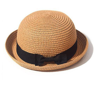 Classic Simple Female Hat For Summer Beach Hat Casual Lady Summer Solid Color Straw Hat Women Elegant Hat Traveling Hats UV Protection Sun Cap Women Flat Bowknot Design Cute Cap Girls Hat 56-58cm