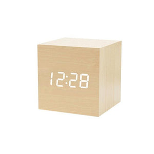 Clocks LED Wooden Alarm Clock Watch Wooden Wood Clock New Version LED Alarm Digital Desk Clock Adjustable Brightness, Alarm Time, Displays Time Date Temperature  Table Voice Control Digital Wood Electronic Desktop Table