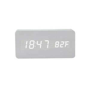 Clocks LED Wooden Alarm Clock Watch Wooden Wood Clock New Version LED Alarm Digital Desk Clock Adjustable Brightness, Alarm Time, Displays Time Date Temperature  Table Voice Control Digital Wood Electronic Desktop Table