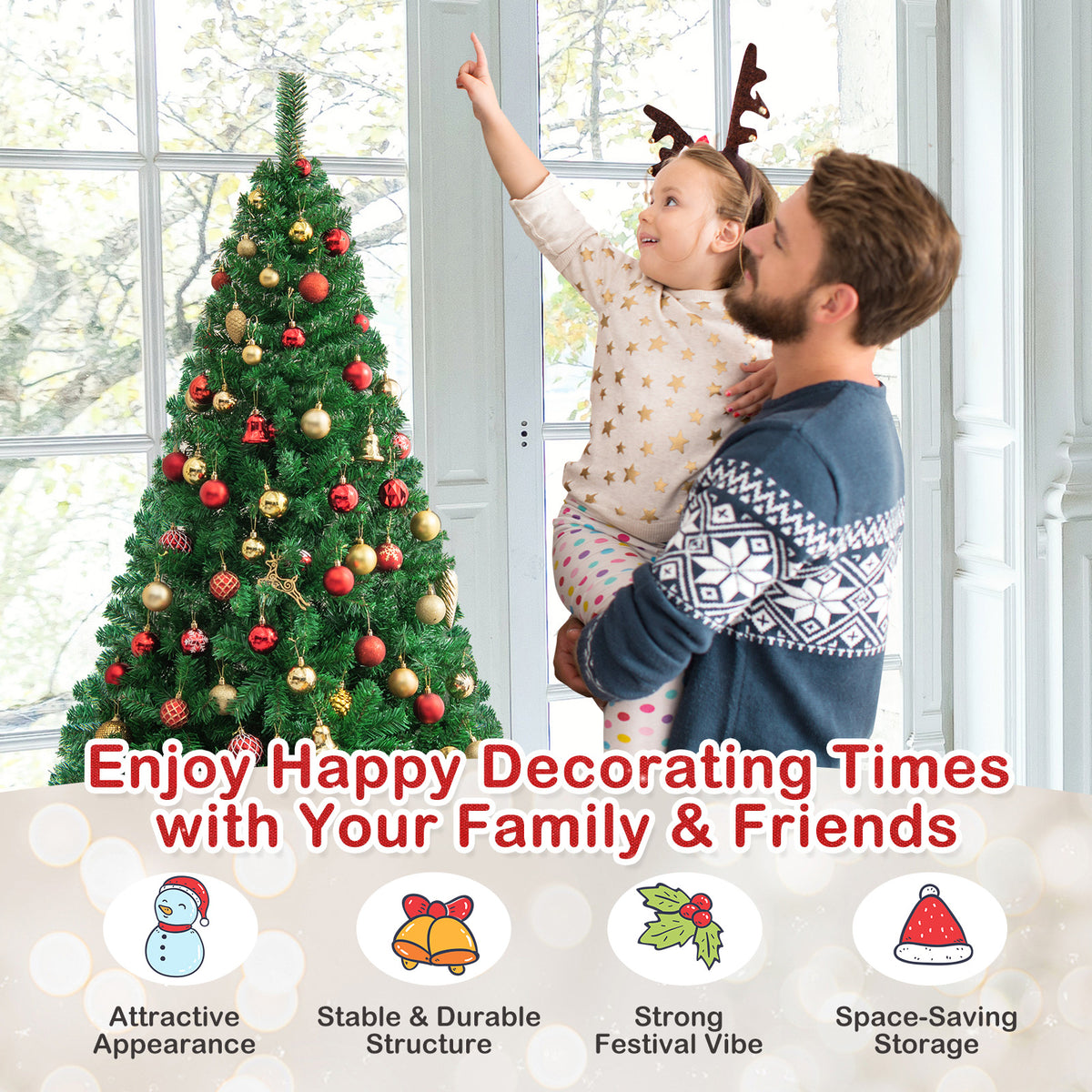 Artificial PVC Christmas Tree with Solid Metal Stand-6 ft