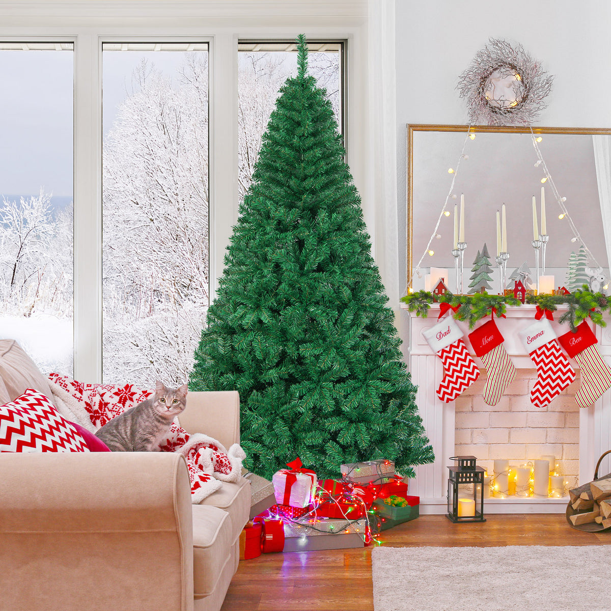 Artificial PVC Christmas Tree with Solid Metal Stand-7 ft
