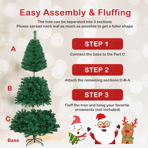 Artificial PVC Christmas Tree with Solid Metal Stand-7 ft