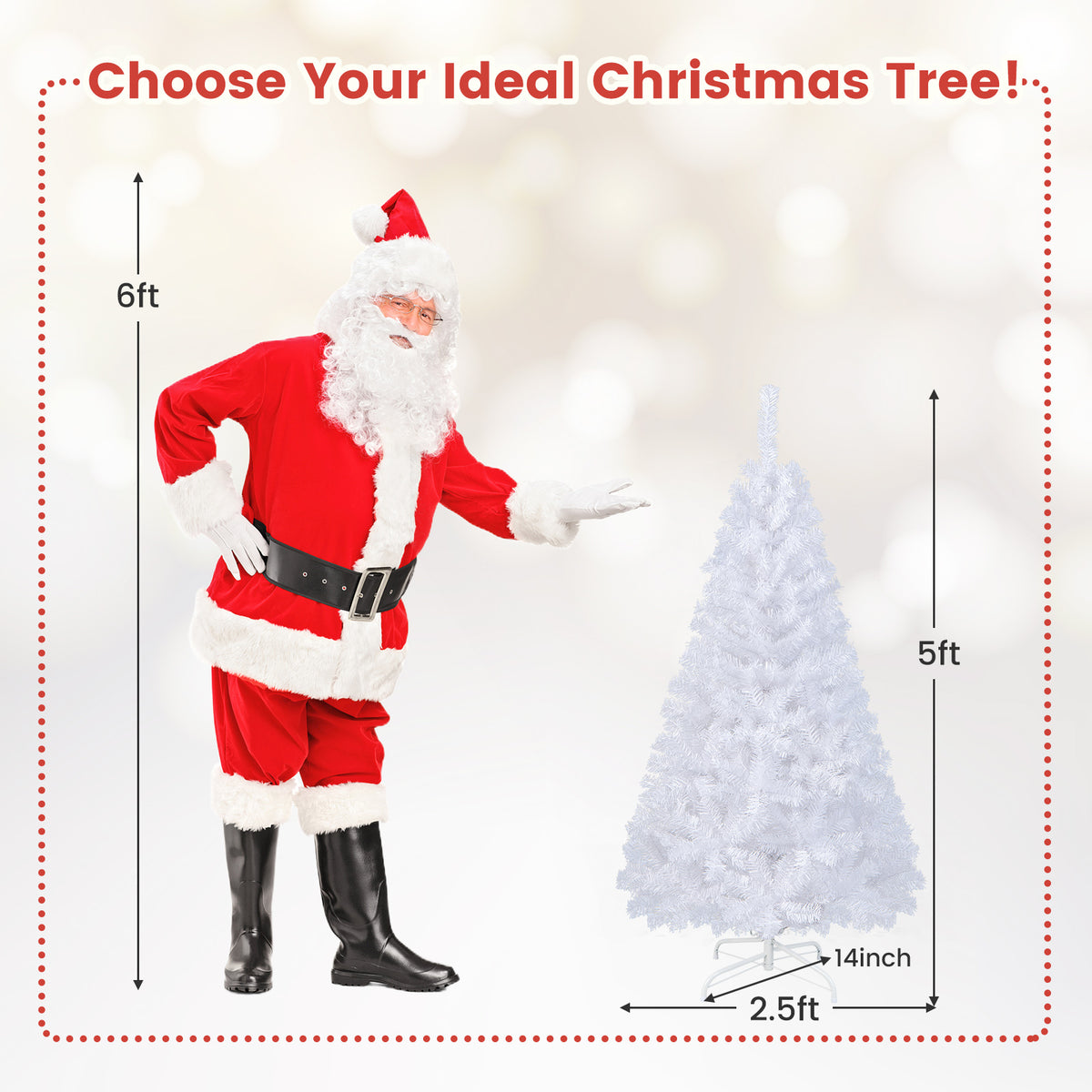 5 ft White Artificial PVC Christmas Tree