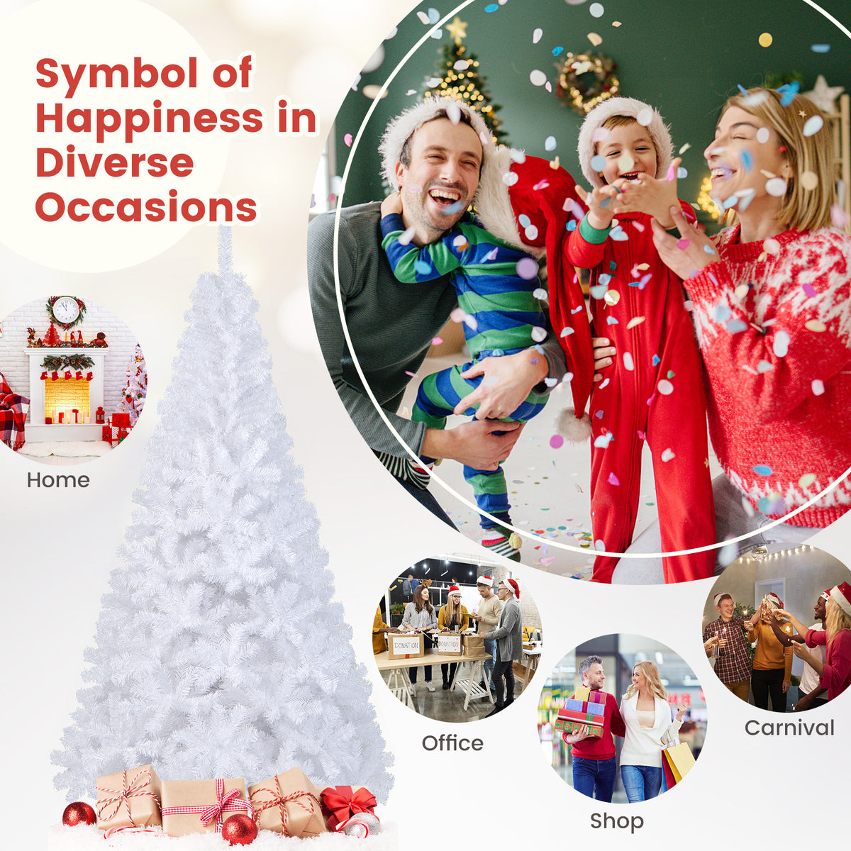 7 ft  White Artificial PVC Christmas Tree with Stand