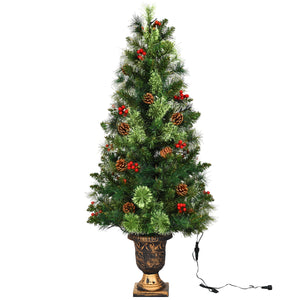 LED Christmas Tree with Red Berries Pine Cones-3'