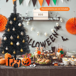 3 Feet Unlit Artificial Christmas Halloween Mini Tree with Plastic Stand-Black