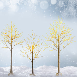 5 Feet Pre-lit White Twig Birch Tree with 72 LED Lights for Christmas