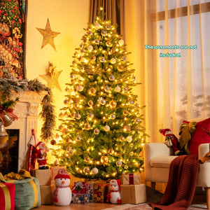 Pre-lit Artificial Hinged Christmas Tree with APP Controlled LED Lights-7 ft