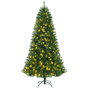 Artificial Hinged Christmas Tree with Remote-controlled Color-changing LED Lights-7'