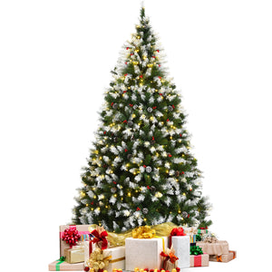 Pre-Lit Hinged Lifelike Lush Artificial Christmas Tree with PVC Tips-7.5 Feet