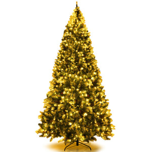 Pre-Lit Hinged Lifelike Lush Artificial Christmas Tree with PVC Tips-9 Feet