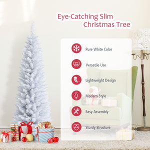 Slim Artificial Christmas Pencil Tree with PVC Needles and Folding Metal Stand-5'