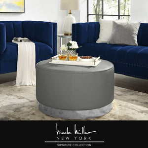Apolline Leather Cocktail Ottoman