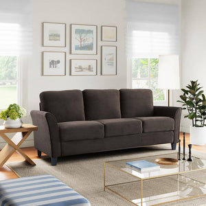 Lifestyle Solutions Wesley 80.3 in. Round Arm Polyester Rectangle 3-Seater Sofa in Dark Grey by Couch.com