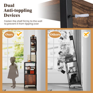 Coffee Bar Cabinet with S-Shaped Hooks and Wine Bottle Holders-Rustic Brown