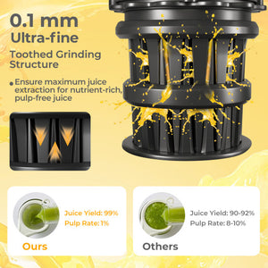 Cold Press Juicer with 5.3 Inches Feed Chute  High Juice Yield and Reverse Function