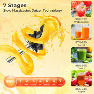 Cold Press Juicer with 5.3 Inches Feed Chute  High Juice Yield and Reverse Function
