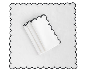 Napkins Black and White - Closewave Scalloped Edge