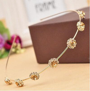 Colorful Rhinestone Flower Leaf Hair Hoop Headband Hairband for Women Girls Bezel Hair Band Hair Accessories Flower and Leaves Crown Hair Band for Bride and Bridesmaids