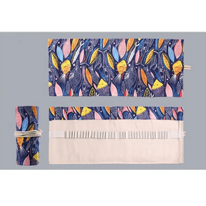 Colorful Roll Up Pencil Case Canvas Flowers Style Colored Pencils Wrap Multi-Purpose Pen Holder Cute Case