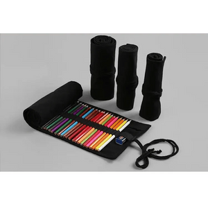 Colorful Roll Up Pencil Case Canvas Flowers Style Colored Pencils Wrap Multi-Purpose Pen Holder Cute Case