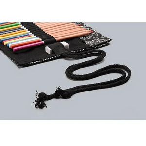 Colorful Roll Up Pencil Case Canvas Flowers Style Colored Pencils Wrap Multi-Purpose Pen Holder Cute Case