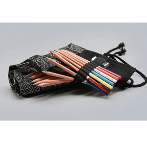 Colorful Roll Up Pencil Case Canvas Flowers Style Colored Pencils Wrap Multi-Purpose Pen Holder Cute Case